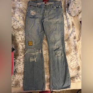 HOLLISTER SZ 7 - BUTTON FLY - ORIGINAL PATCHING, FREY & HOLES